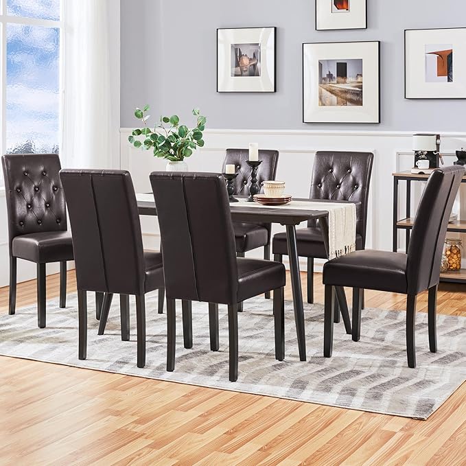 Yaheetech Dining Chairs Set of 6 Modern Style Faux Leather Dining Room Chairs...