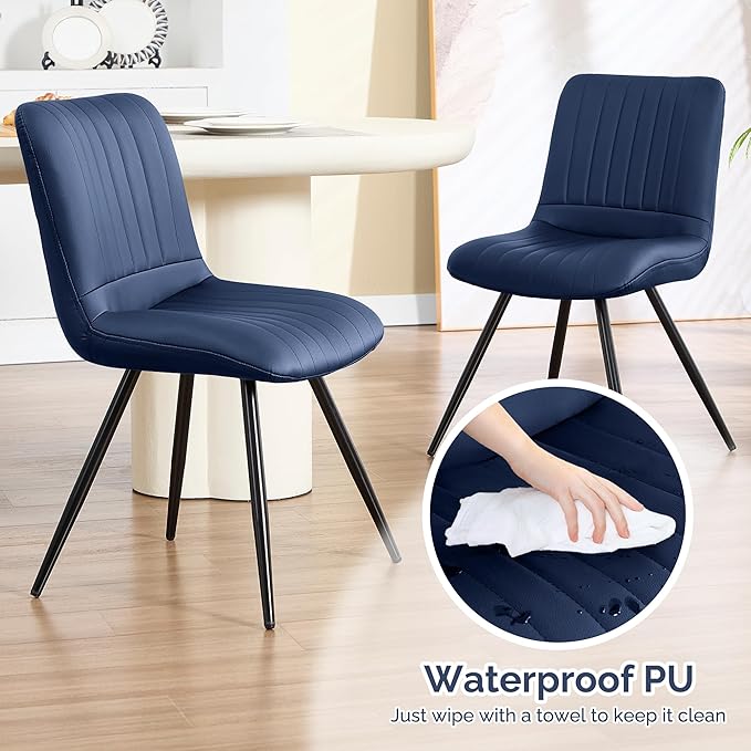 Dining Chairs Set of 5, Modern Dining Chairs with Thick Cushions, PU Leather ...