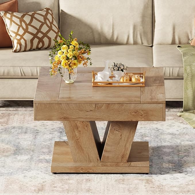 Tribesigns Square Coffee Table, Wood Center Table for Living Room, 31.5"...
