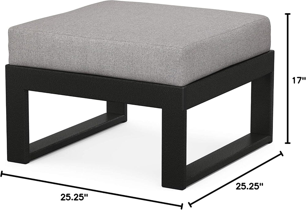 POLYWOOD® Edge Modular Deep Seating Ottoman, Black/Grey Mist