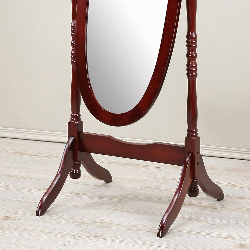 Roundhill Furniture Traditional Queen Anna Style Wood Floor Cheval Mirror, Ch...
