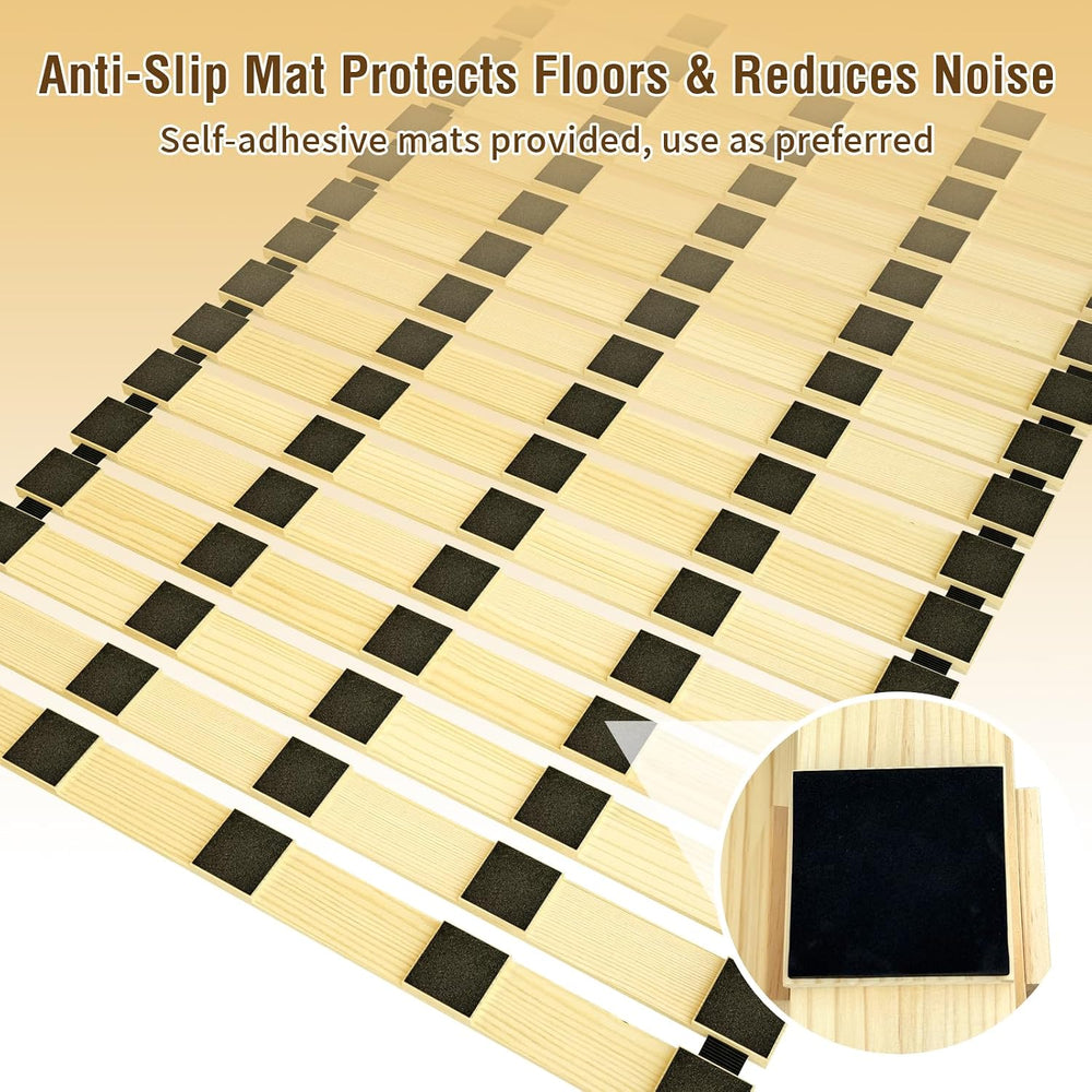 Japanese Tatami Mat Floor Bed, Knotless Solid Wood, Roll-Up Slatted Bed Plate...