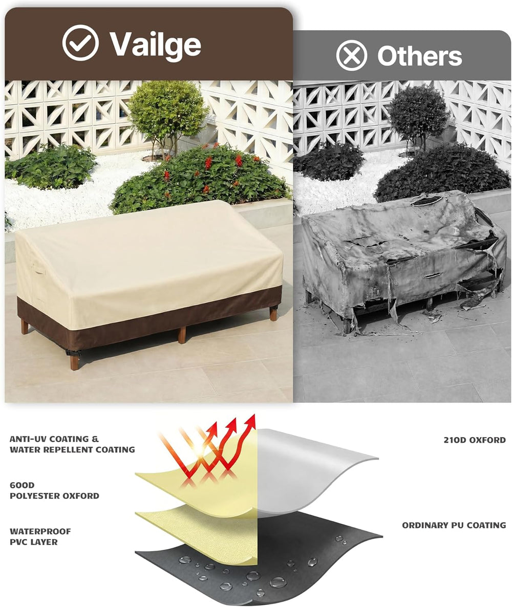 Vailge Patio Sofa Cover 3-Seater & Outdoor Couch Cover Waterproof