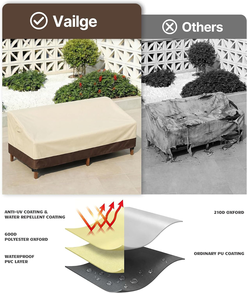 Vailge Patio Sofa Cover 3-Seater & Outdoor Couch Cover Waterproof