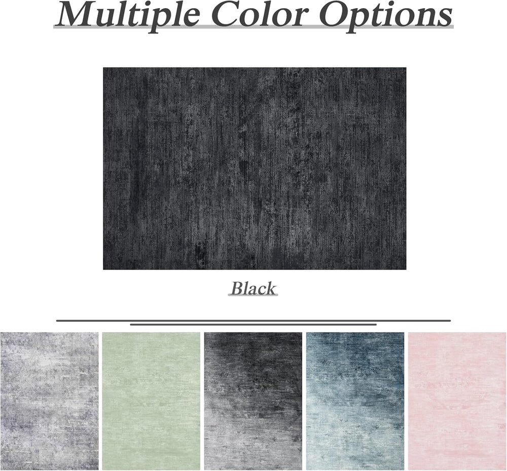 10x14 Washable Area Rug, Black Solid Area Rugs for Living Room & Bedroom