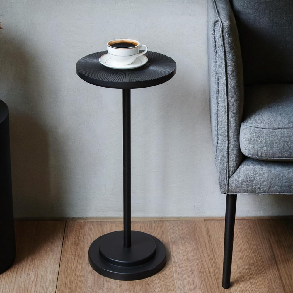 COVLON Drink Table, Carved Table Top Martini Table, Small Side Table, Weighte...