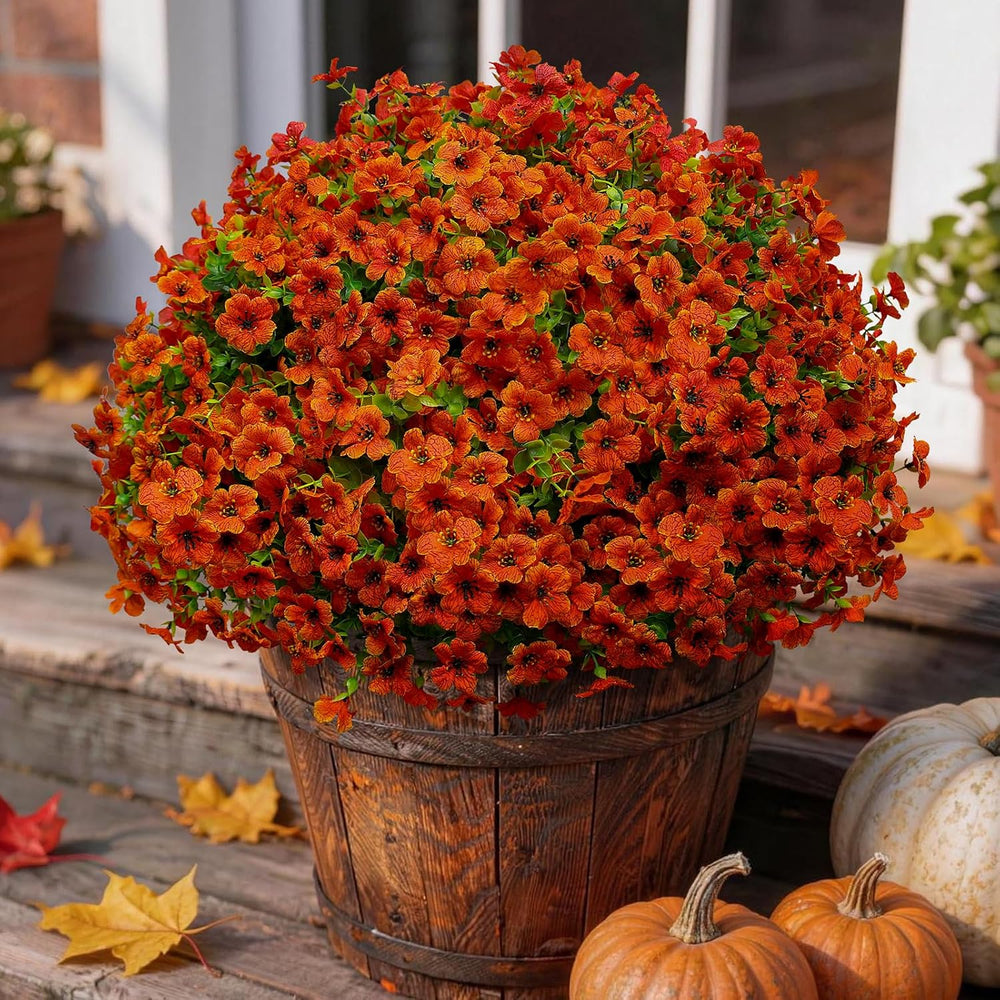 Artificial Fall Mums Outdoor Flowers, UV Resistant Faux Autumn Daisy Plants, ...