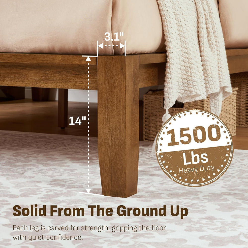 Softa Mikor Queen Japanese Joinery Bed Frame, Solid Wood, No-Tool Setup