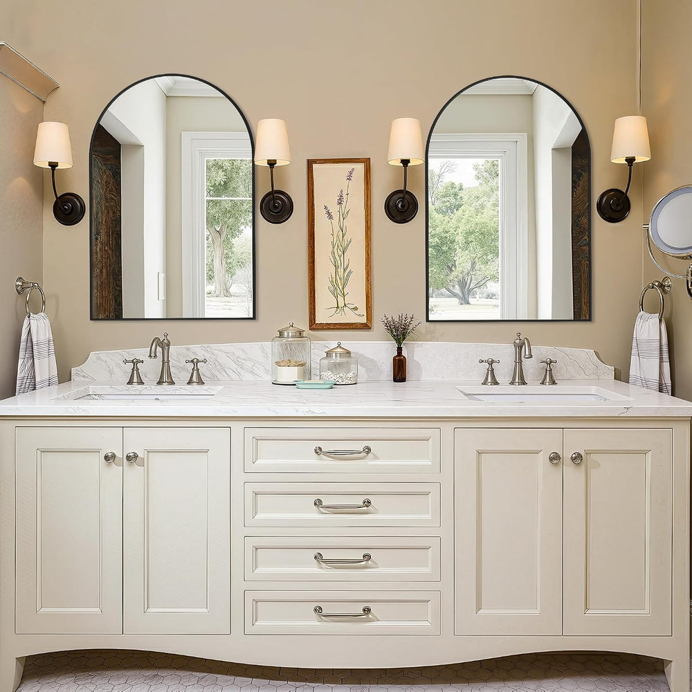 Arched Bathroom Vanity Mirror for over sink, 2 Pack 30”x20”, Black