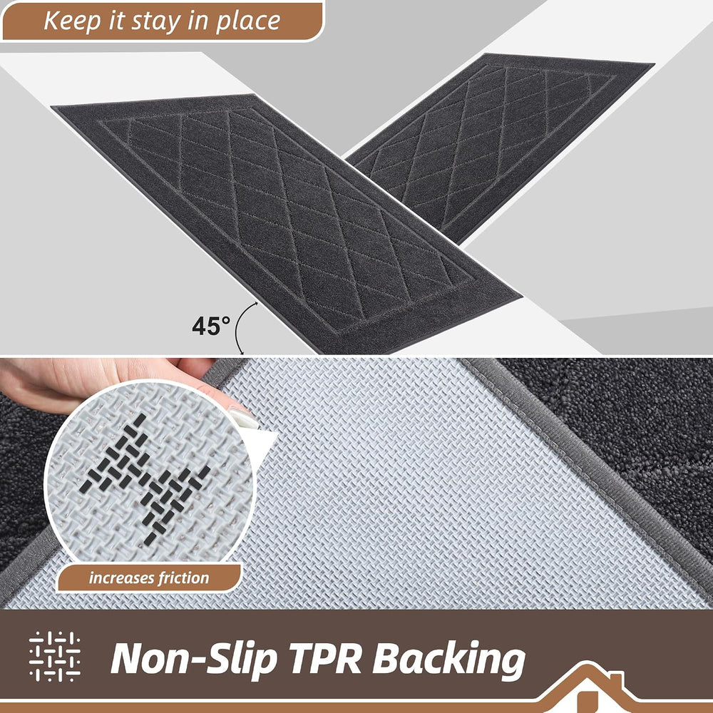 BEQHAUSE Dirt Trapper Door Mat 24" x 36", Doormat Non-Slip, Dark Grey