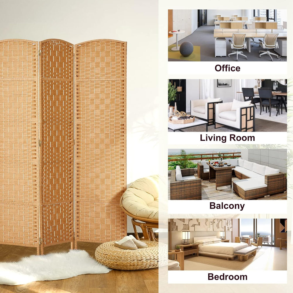 RHF Room Divider Panel,3 Panel Partition Room Dividers Screen, Light Beige
