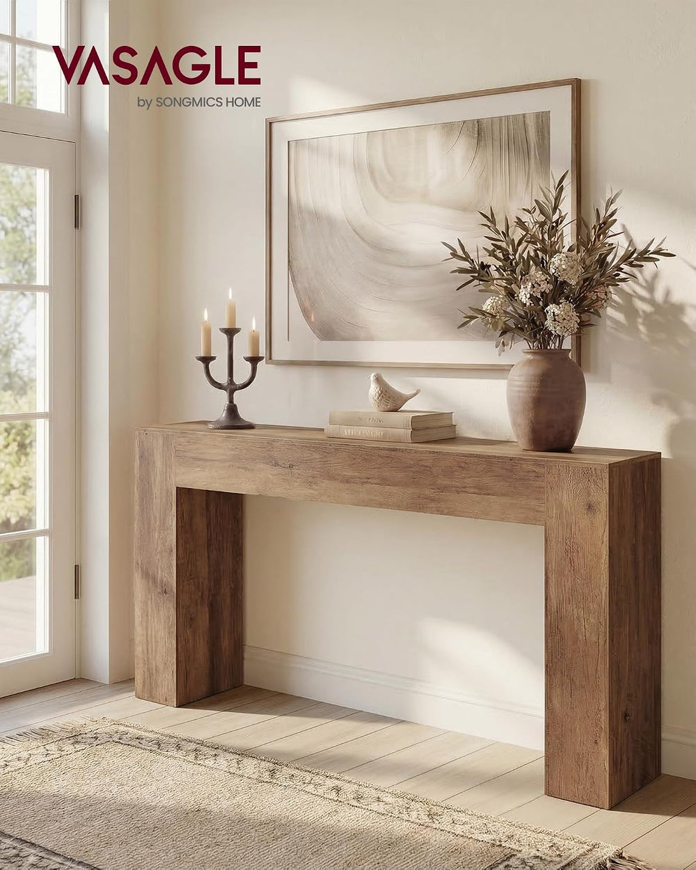 VASAGLE Entryway Table, Thick Tabletop Console Table, Farmhouse | Long Consol...