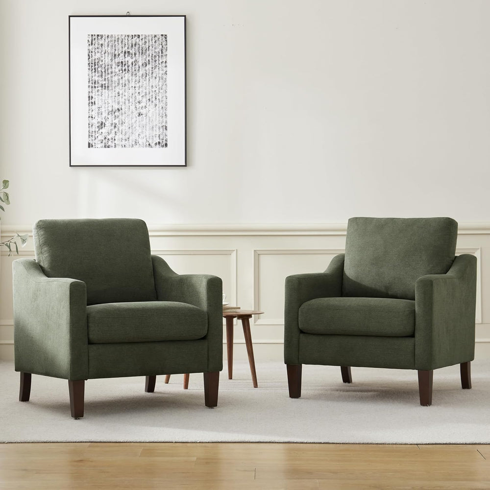 VKNOW Accent Chairs, Living Room Chairs with Wood Legs, Green
