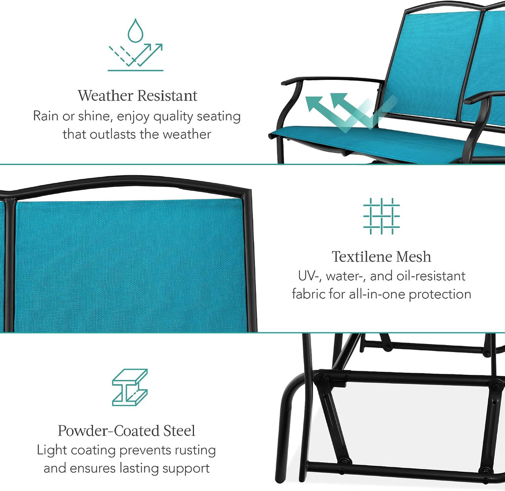 Best Choice Products 2-Person Outdoor Patio Swing Glider Steel Bench Loveseat...