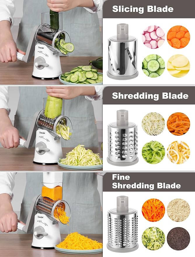 Geedel Rotary Cheese Grater Vegetable Shredder
