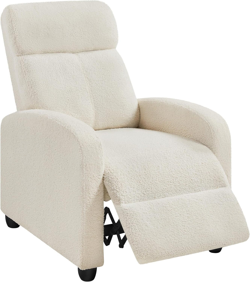 Topeakmart Boucle Recliner Chair Home Theater Seating with Footrest Ivory