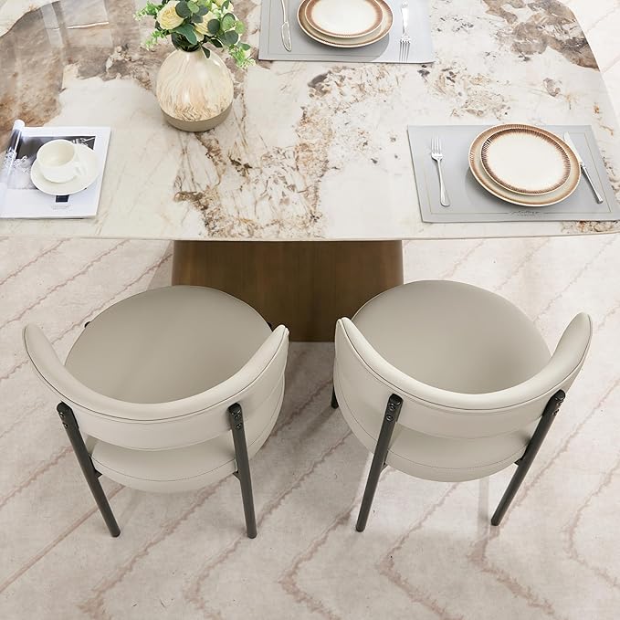 Faux Leather Dining Chairs Set of 6, Upholstered Kitchen and Dining Room Chai...