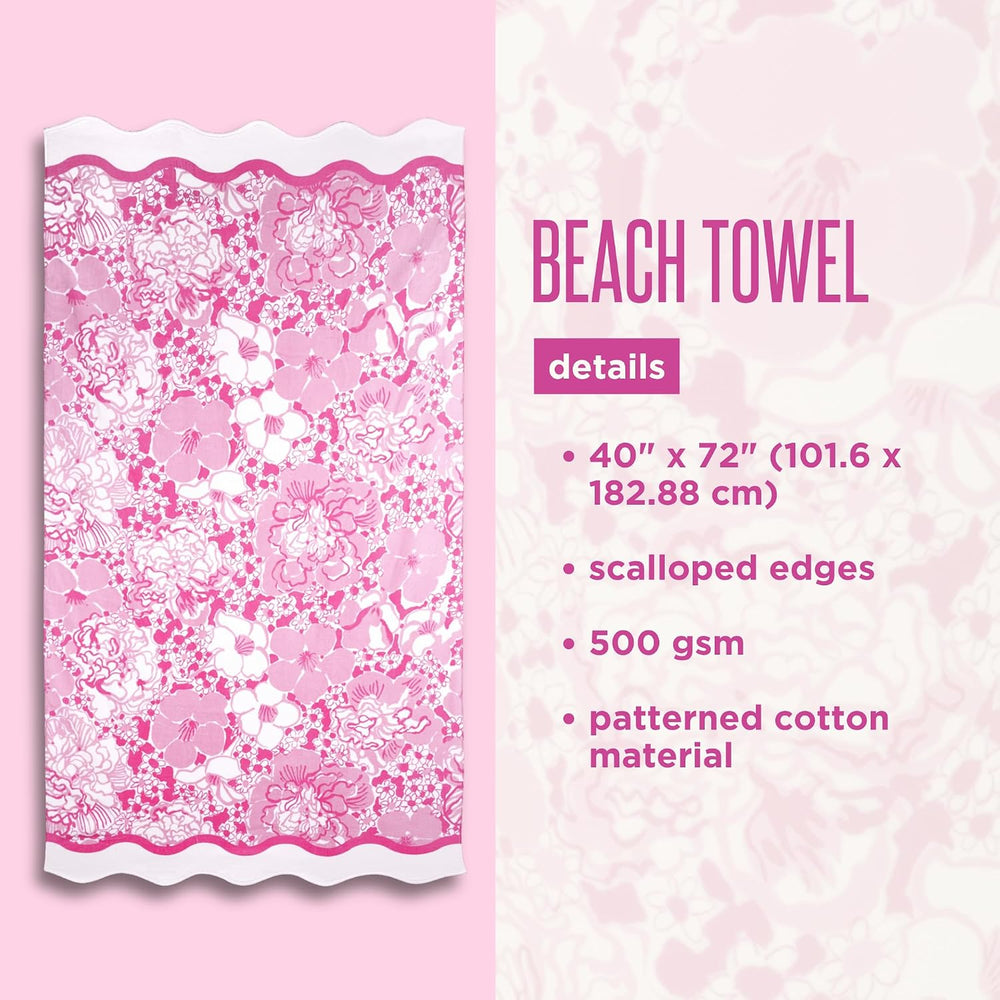 Lilly Pulitzer Oversized Scallop Beach Towel, Conch Shell Pink Burst of Joy |...