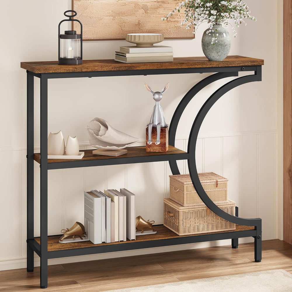 Hoctieon Console Table Set of 2, 3-Tier Industrial Entryway Table with Storag...