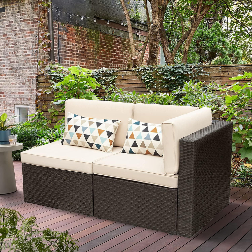 Devoko Patio Furniture Sofa Sets Outdoor All-Weather Sectional Corner Sofa an...