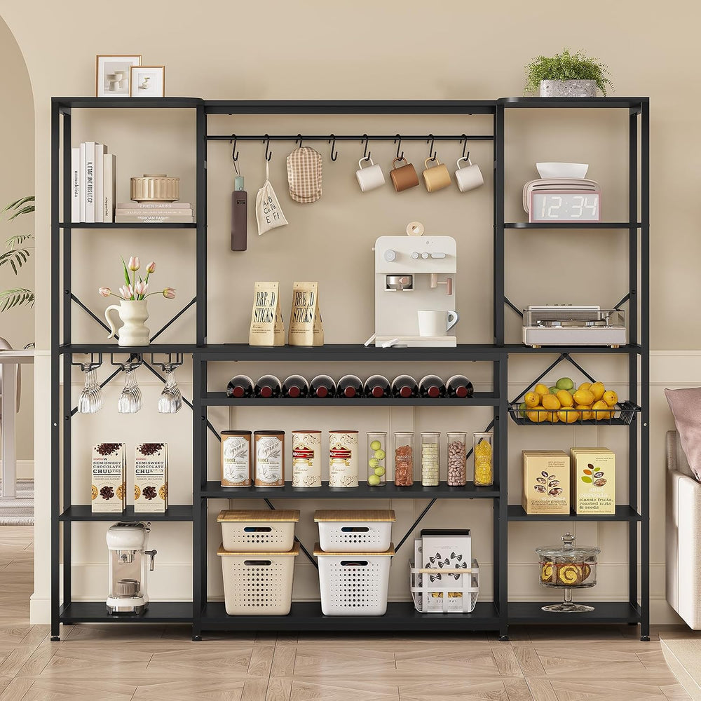 62.4in Large Bakers Rack with Power Outlet, Wide Kitchen Microwave Stand with...