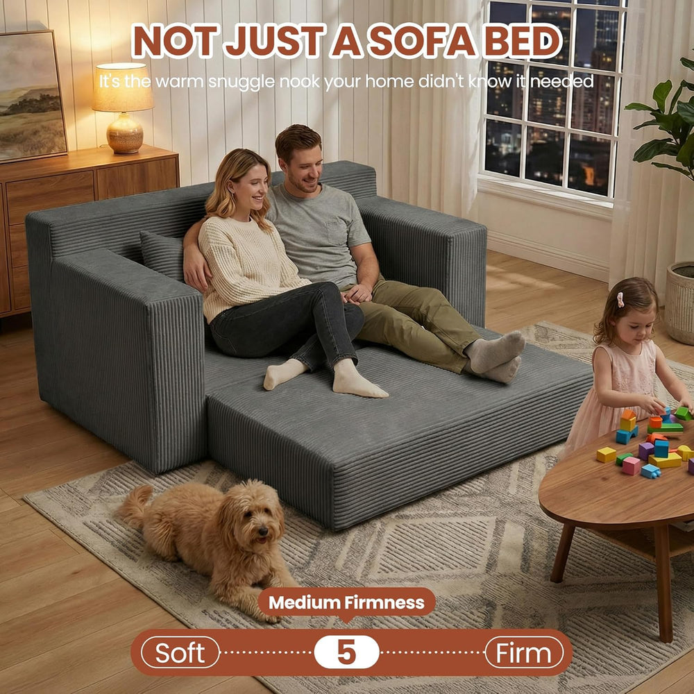 Convertible Sofa Bed, 5 in 1 Small Boneless Couch Pull Out Loveseat Sleeper S...