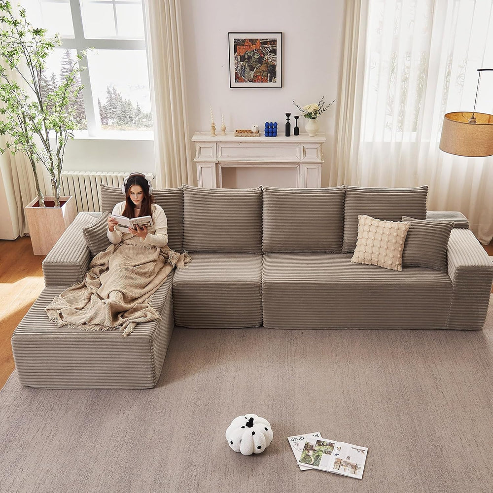 135" Cloud Sectional Couch with L-Shape Chaise, Modern Modular Comfy Sof...