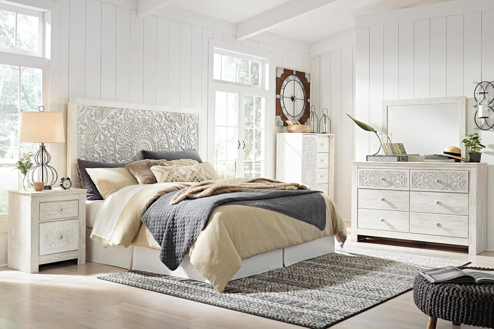 Signature Design by Ashley Tall White Dresser for Bedroom, Dressing Chest