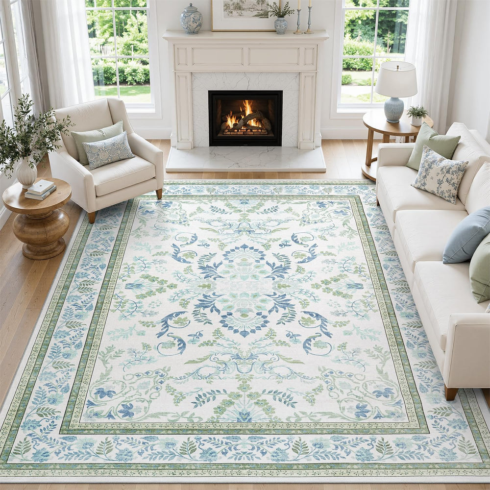 DCX Blue and Green Washable 9x12 Area Rug