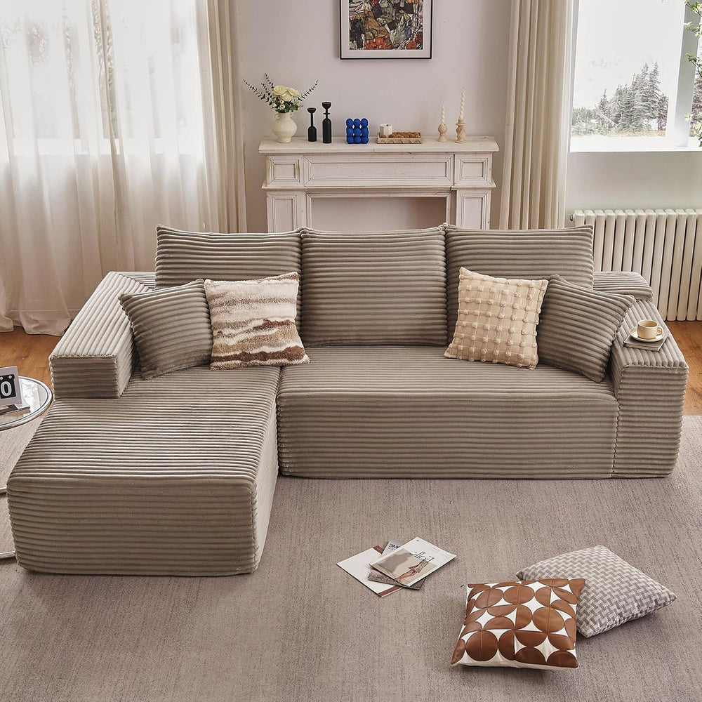 107" Cloud Sectional Couch with L-Shape Chaise, Modern Modular Comfy Sof...