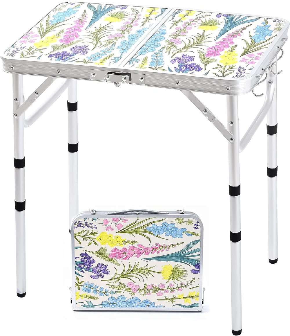 Yriuat Folding Camping Table 2ft Portable Picnic Table, Blooming Floral