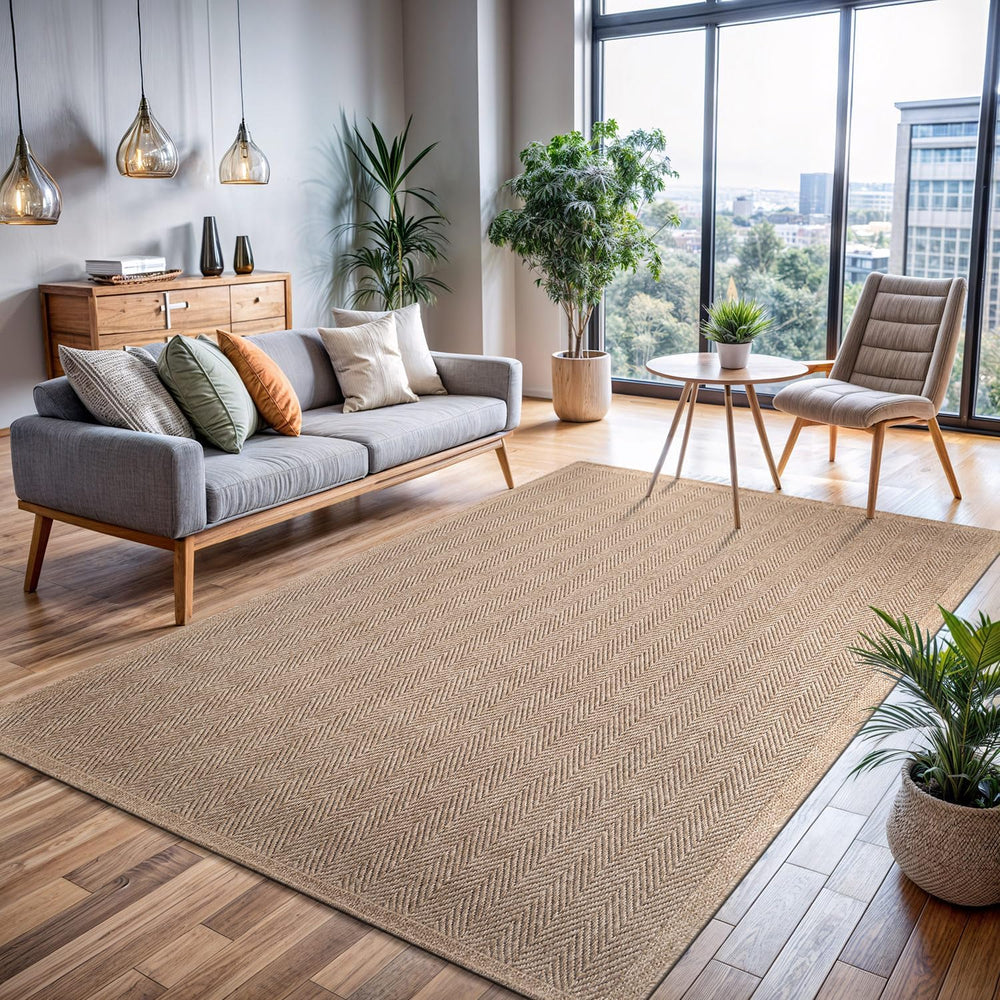 CAMILSON Easy Jute Rug 10x14, Indoor Outdoor Natural Color Fiber Area Rugs fo...
