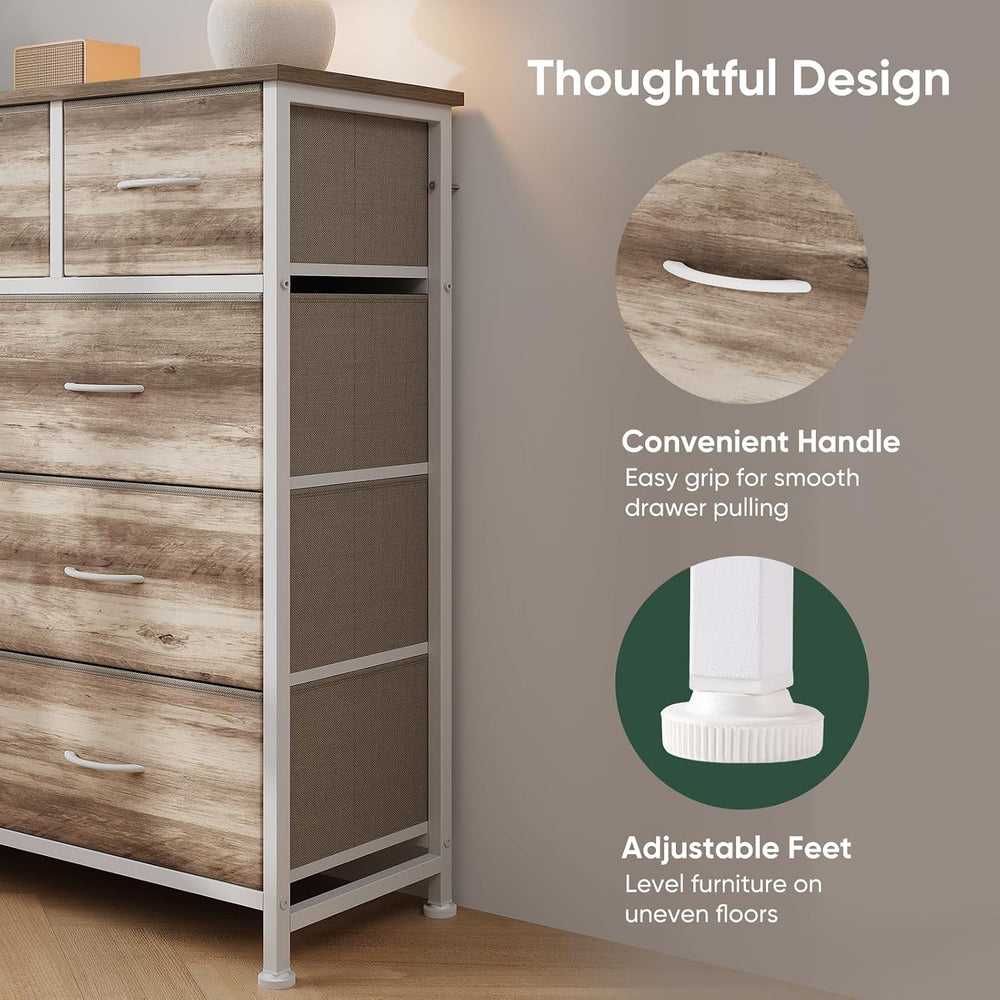 Fabric Dresser for Bedroom with 9 Drawers, Storage Tower