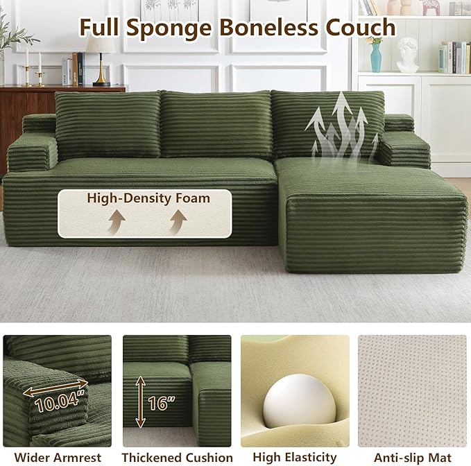 96.1" Modular Sectional Sofa Couches L-Shape Couch 3 Seat Modular Sofa C...