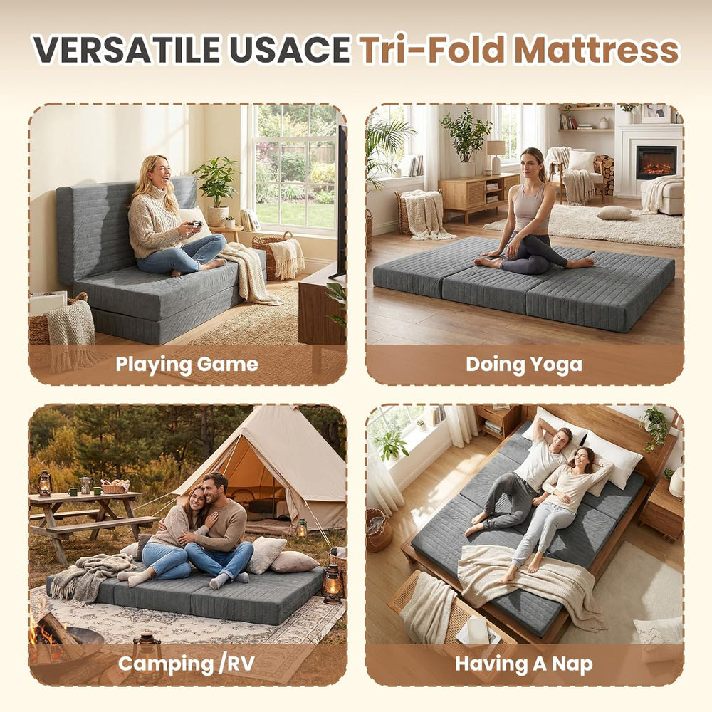 Erament 6-Inch Tri-Fold Mattress Full Size, Covertible Bed Floor Futon Mattre...
