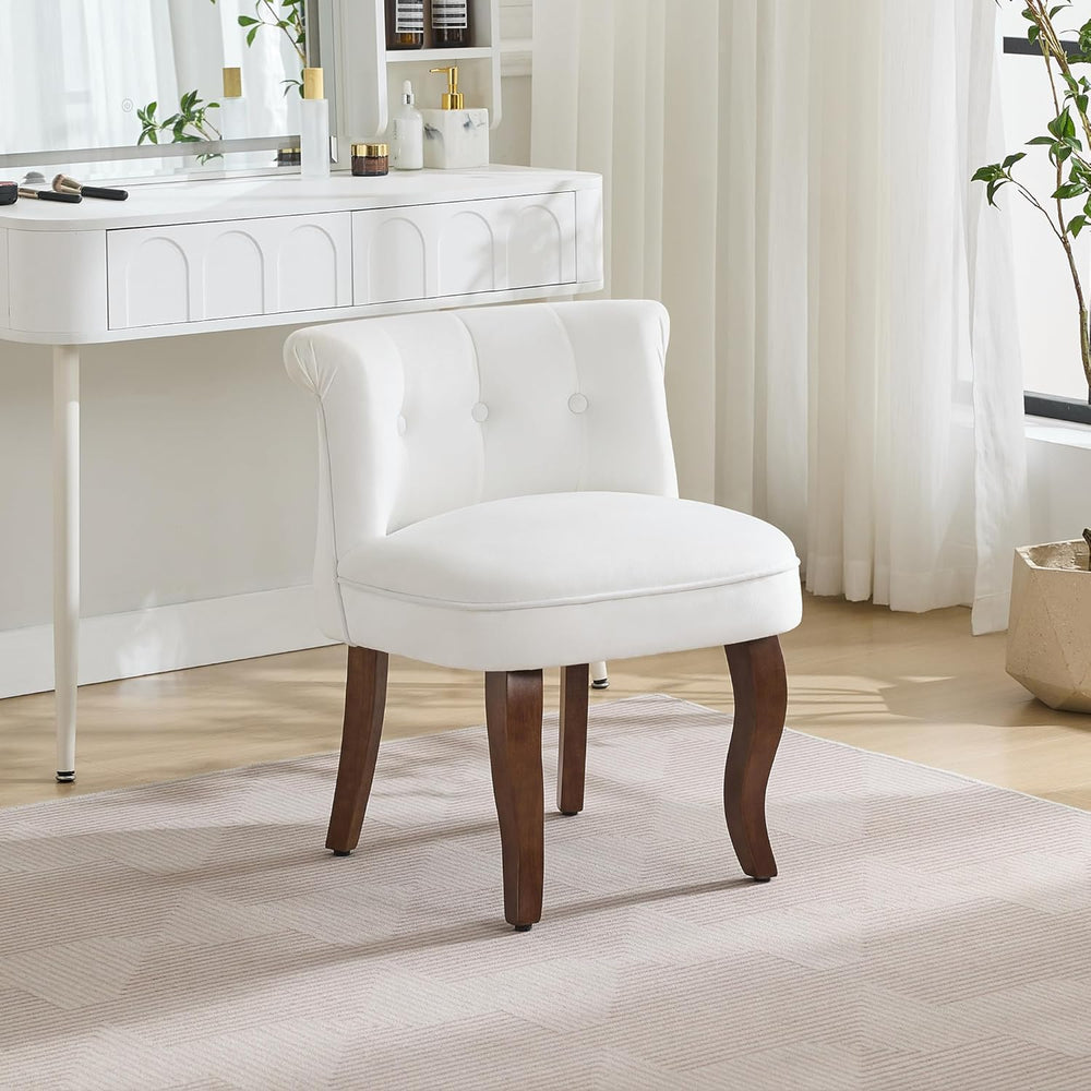 WUTUTUEE Velvet Vanity Chair with Back, Tufted Upholstered Vanity Stool with ...