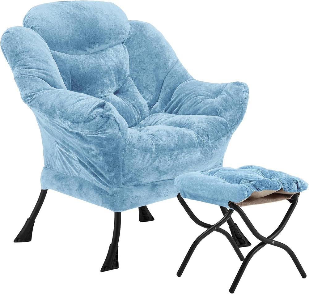 Youtanic Lazy Chair with Folding Ottoman, Accent Chair Plush Upholstered with...
