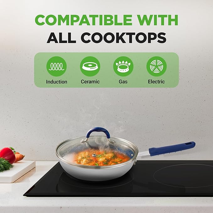 NutriChef 8" Fry Pan With Lid