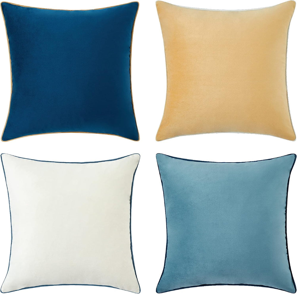 MONDAY MOOSE Decorative Throw Pillow Covers Cushion Cases, Set of 4 Soft Velv...