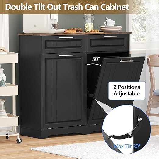 Double 10 Gallon Tilt Out Trash Can Cabinet
