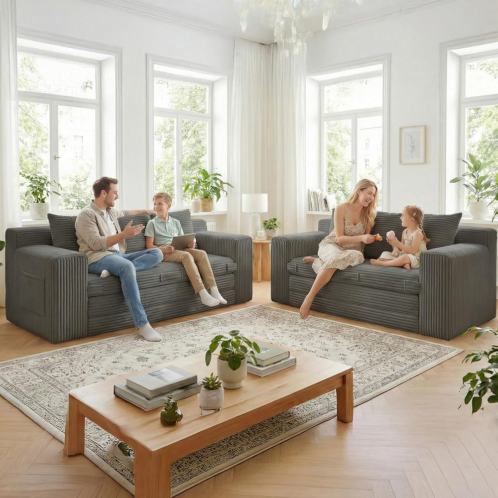 Boneless Couch,3 Seater Boneless Couch Bed – 3-in-1 Convertible Sleeper Sofa ...