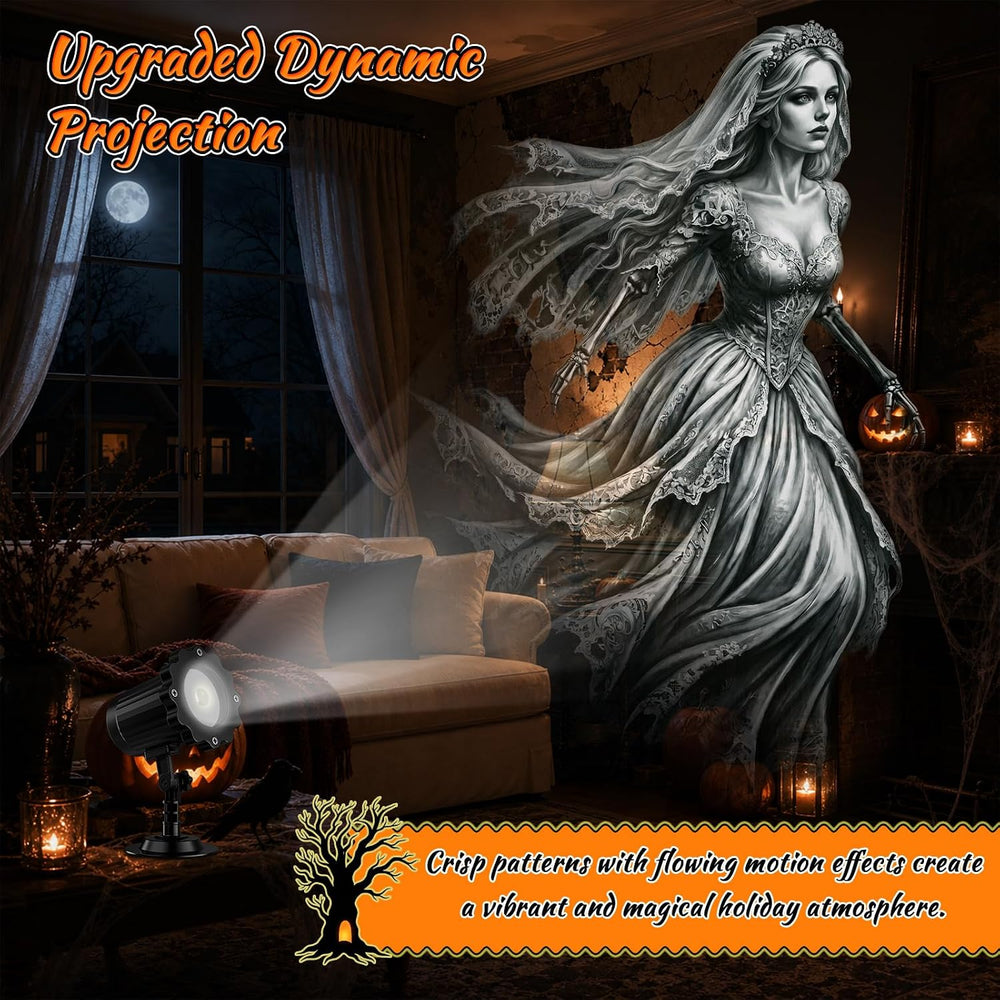 Halloween Projector Light Outdoor Upgraded Patterns(Ghost Bride)