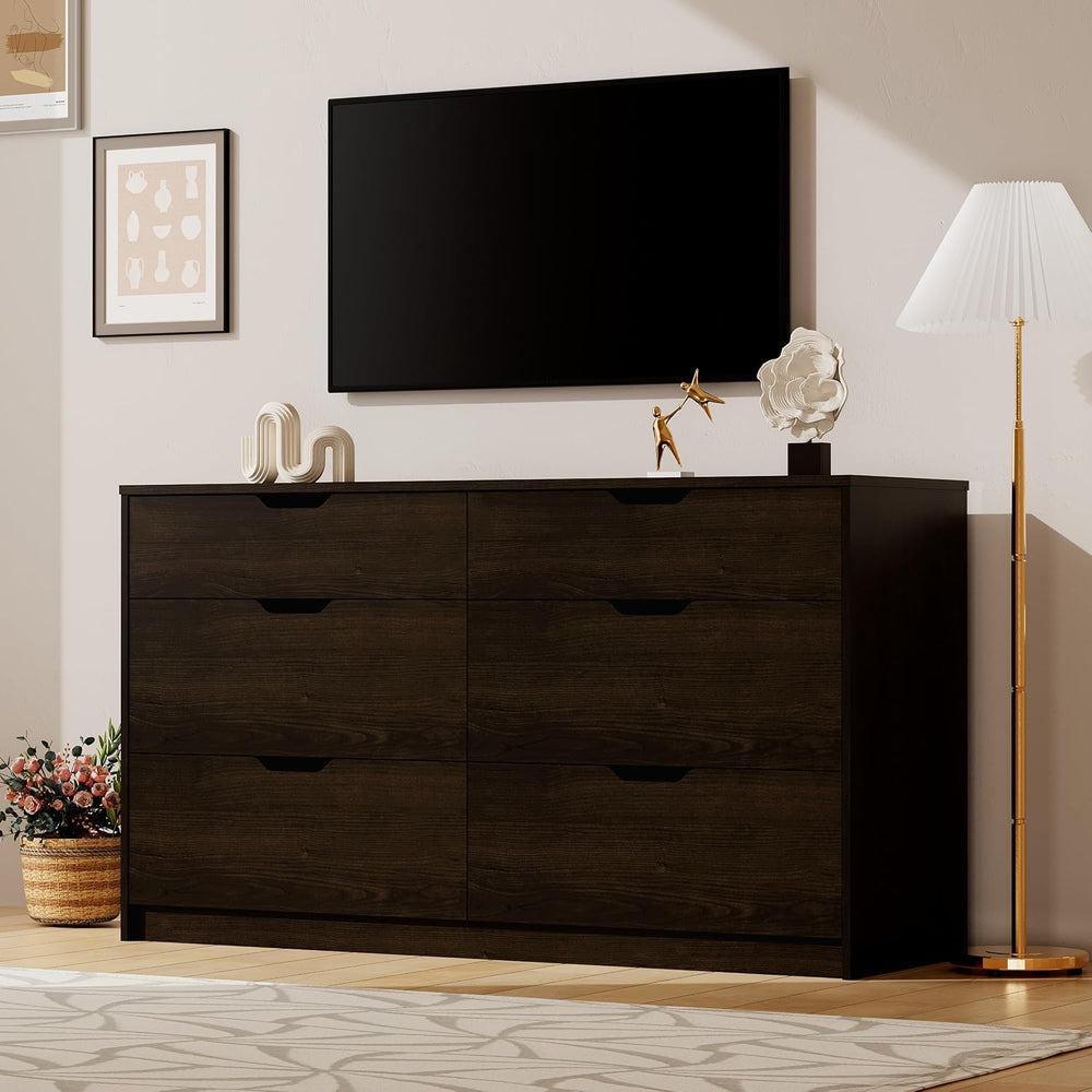 Furmax Dresser for Bedroom with 6 Drawers, 47.2" Modern Dressers, Brown