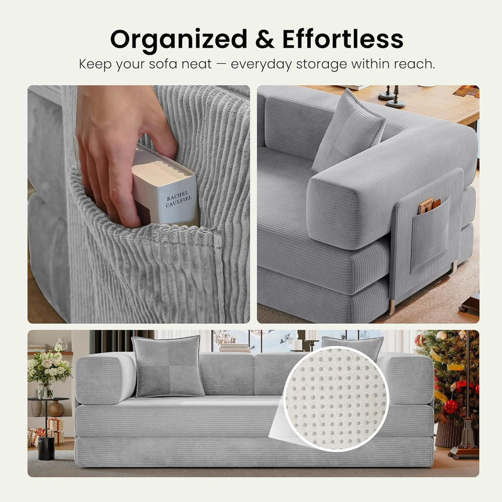 78.8" Convertible Futon Sofa Bed, Boneless Couch for Living Room