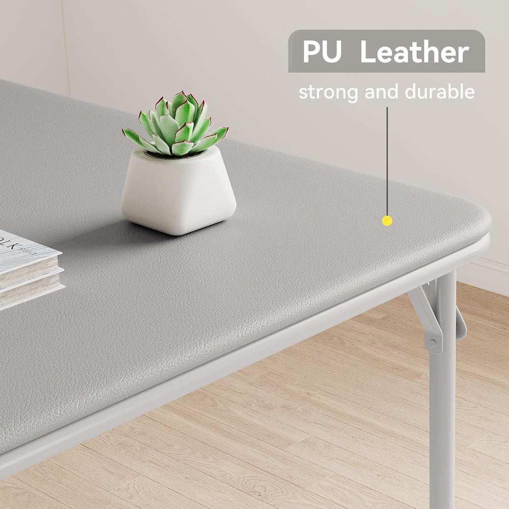 Folding Portable Card Table and Foldable Chair Set of 5, Pu Upholstered Folda...