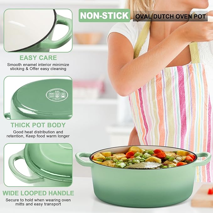 E-far 7QT Oval Dutch Oven Pot