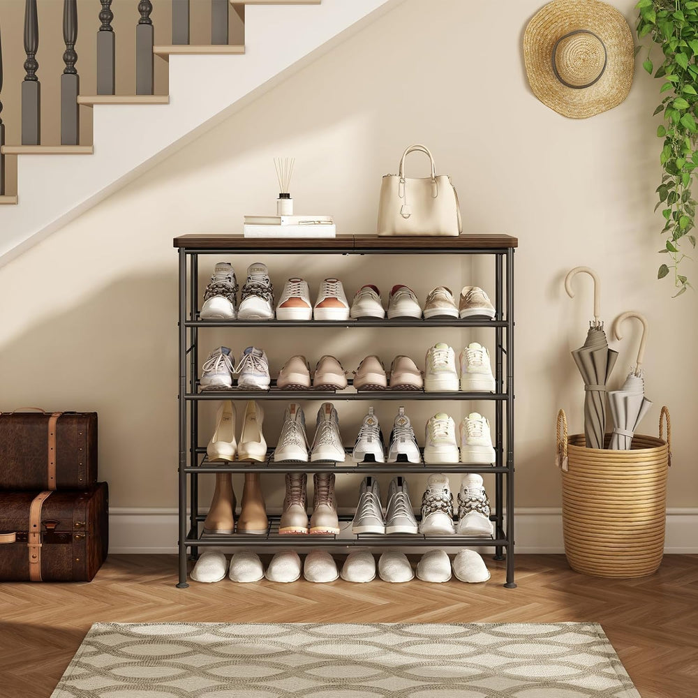 SUOERNUO Shoe Rack Organizer 5 Tier for Closet Entryway Free Standing Metal S...
