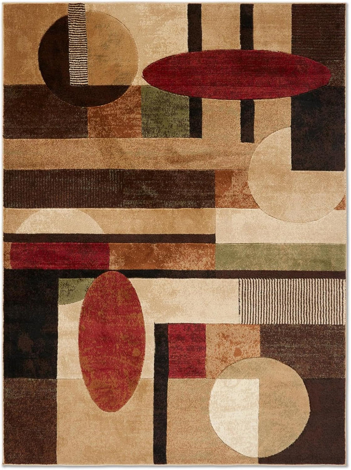 Home Dynamix Tribeca Jasmine Modern Area Rug, Abstract Brown/Red, 39"x55"
