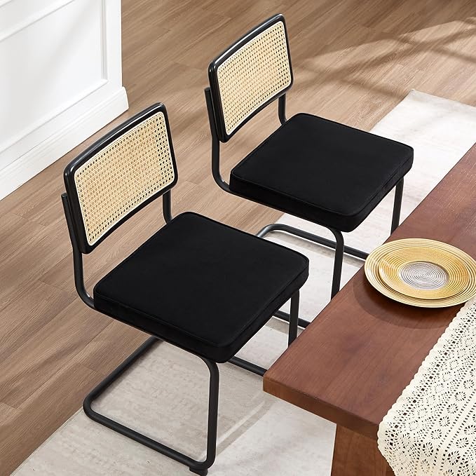 Zesthouse Natural Rattan Dining Chairs Set of 4, Modern Dining Room Chairs wi...