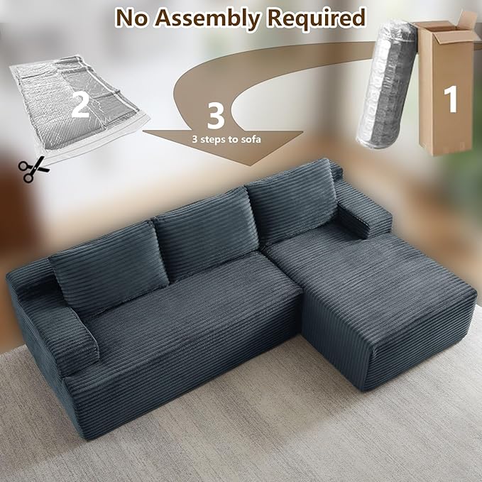 96.1" Modular Sectional Sofa Couches L-Shape Couch 3 Seat Modular Sofa C...